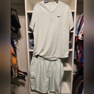 Nike Men`s Court Dri-FIT Victory Tennis Top and shorts.  Mint green